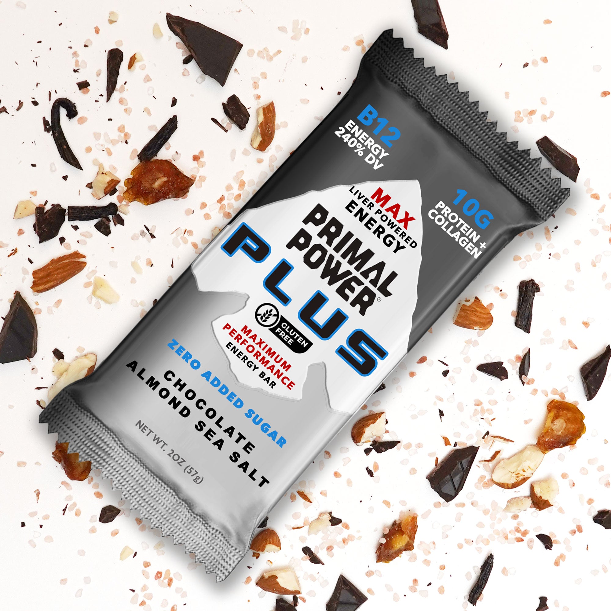 Primal PLUS Bar - Chocolate Almond Sea Salt - 12pk