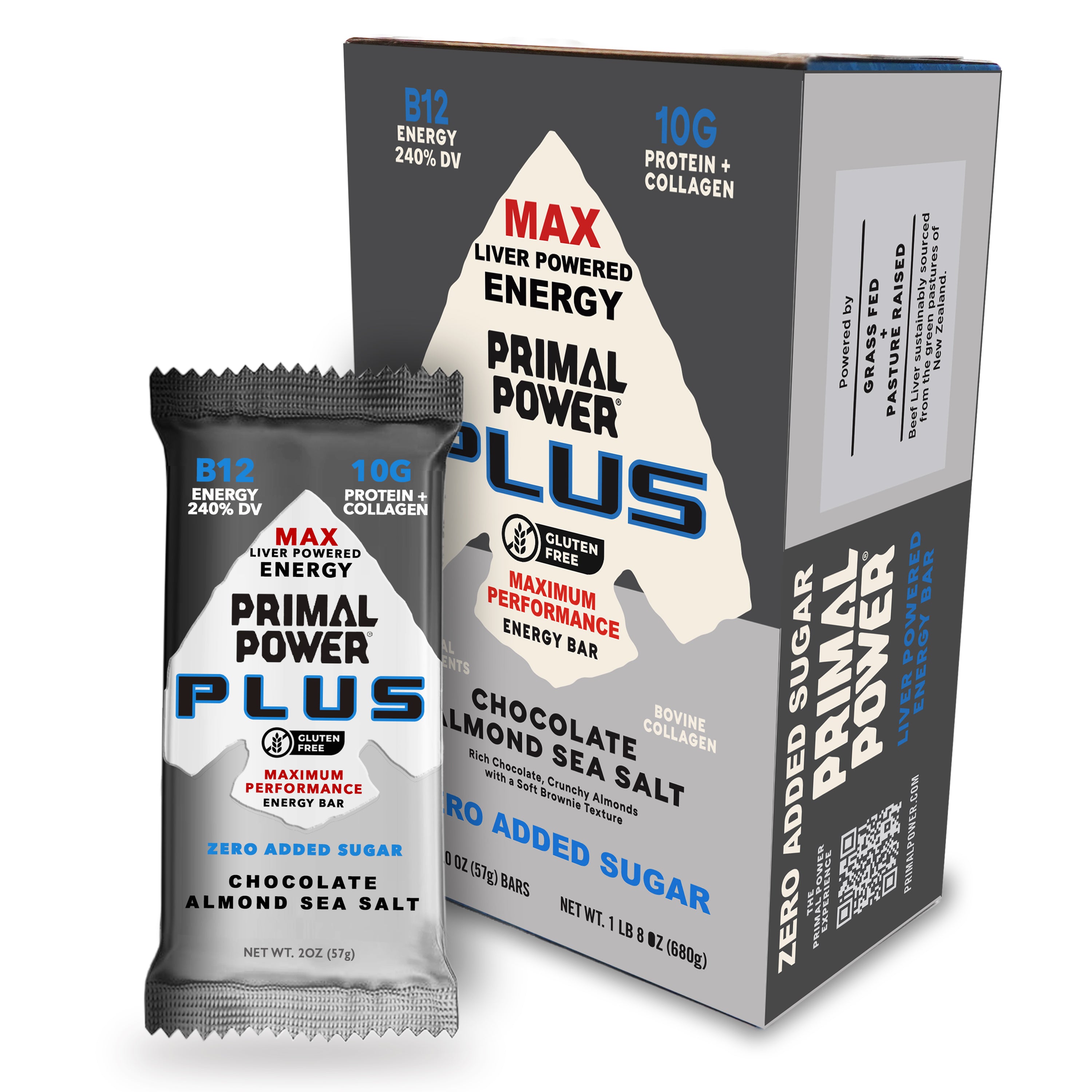 Primal PLUS Bar - Chocolate Almond Sea Salt - 12pk