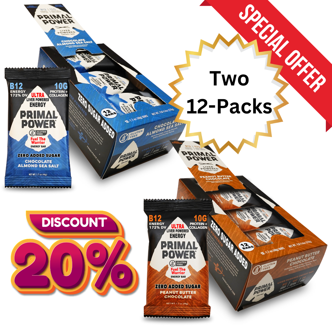 Primal Bars - Chocolate Almond AND Peanut Butter Chocolate - 24pk