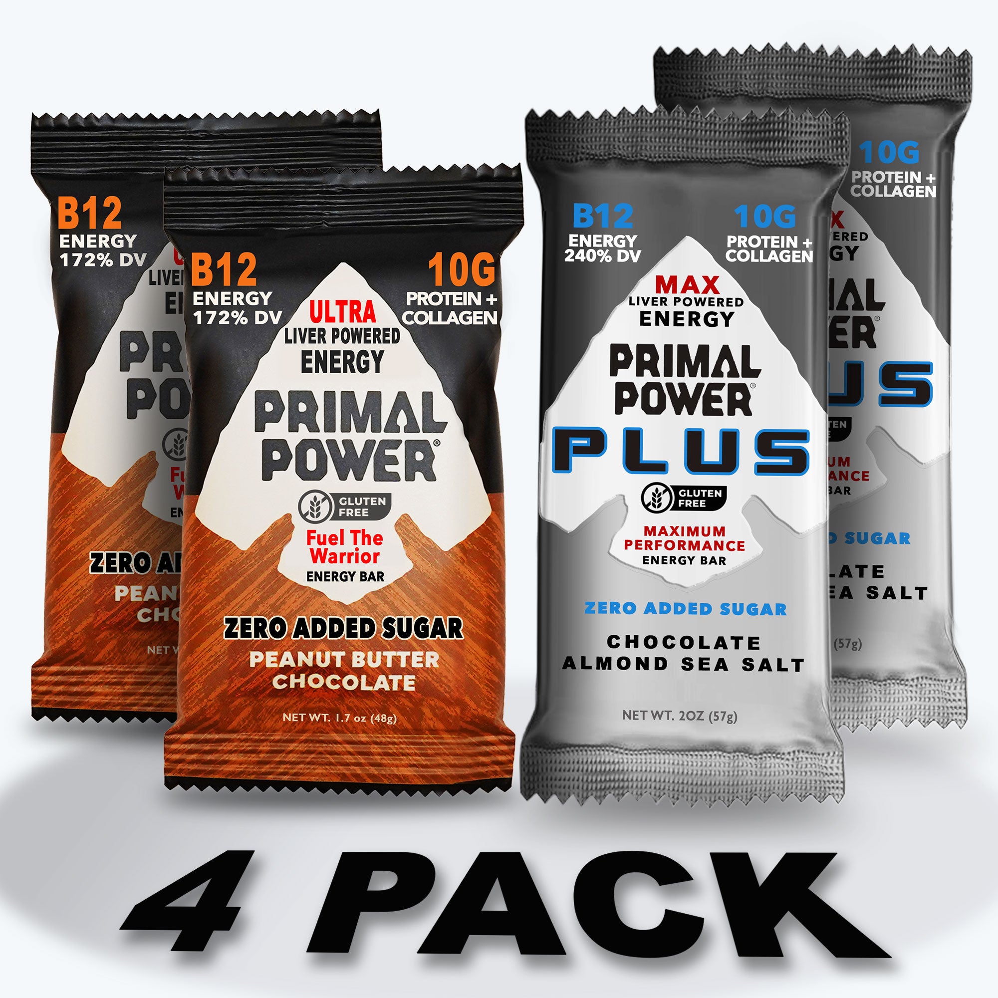 4-Bar Sampler with 2 Peanut Butter Chocolate + 2 Chocolate Almond Sea Salt PLUS